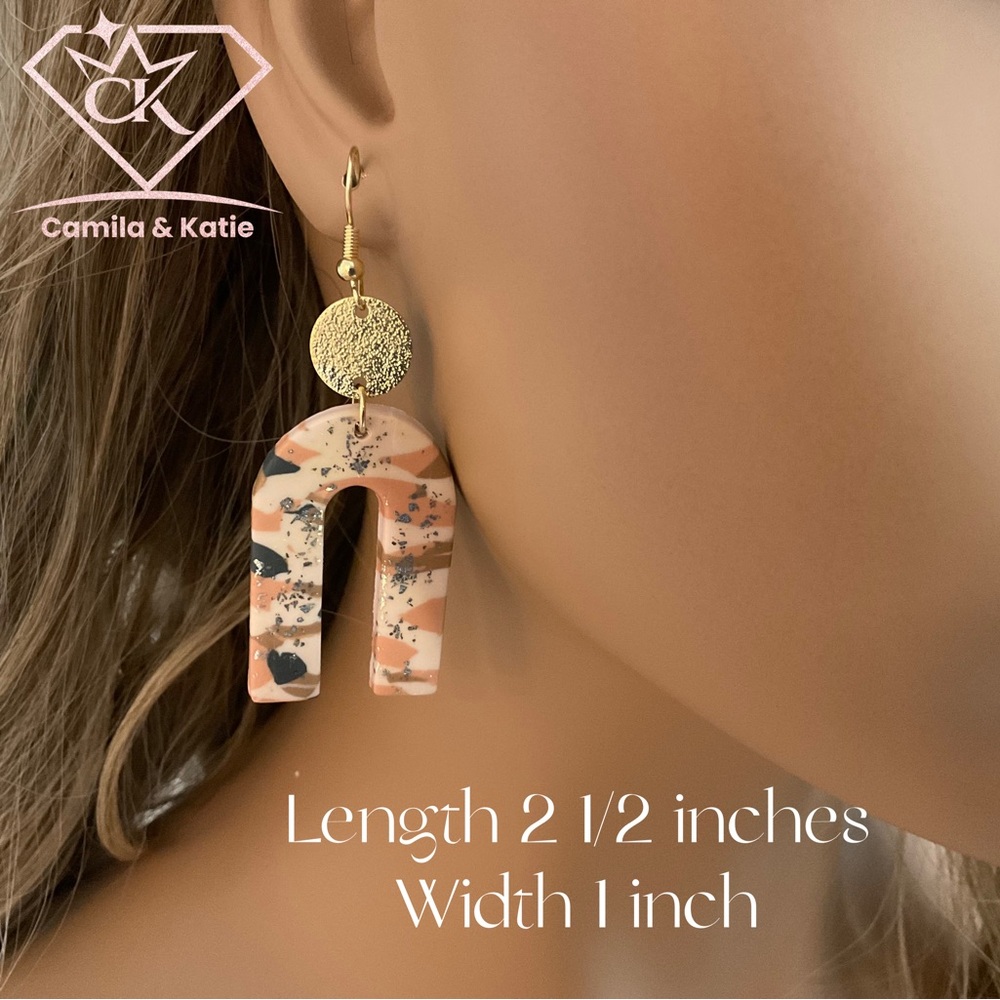 Pink and gold Clay Earrings